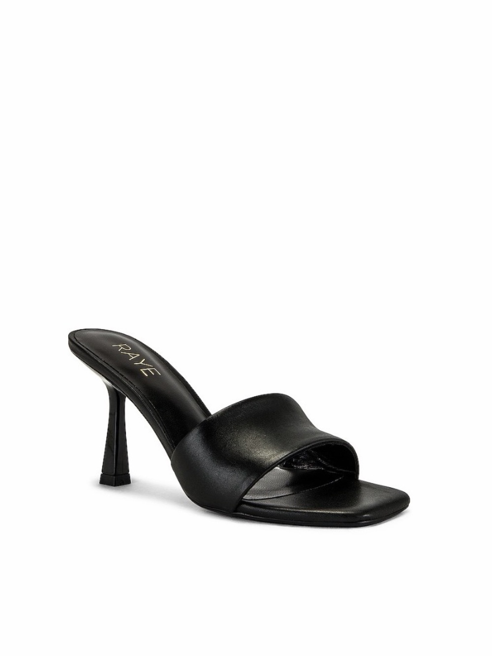 RAYE Ali Heel - Black Leather Square-Toe Slide Heel